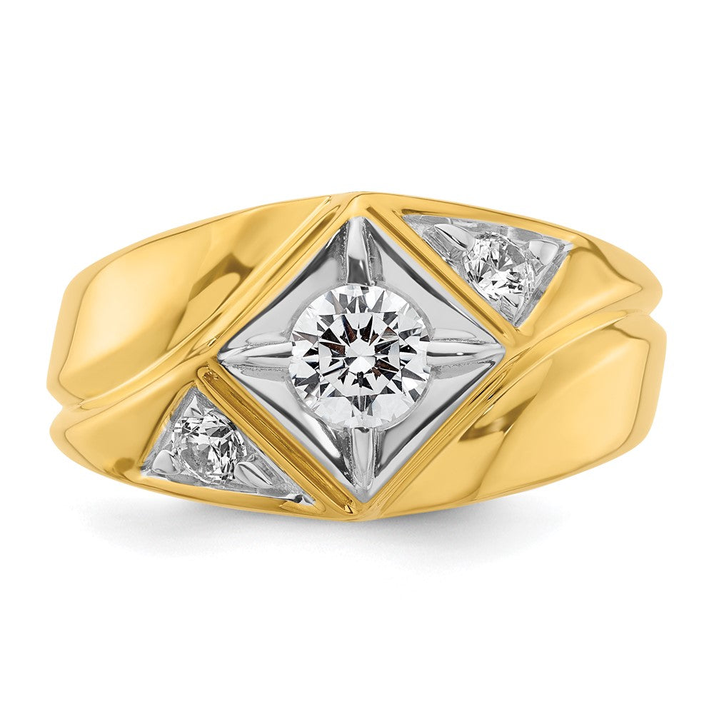 IBGoodman 14k with White Rhodium 3/4 carat Lab Grown Diamond VS/SI+ G+ Complete Polished and Satin Men's Ring