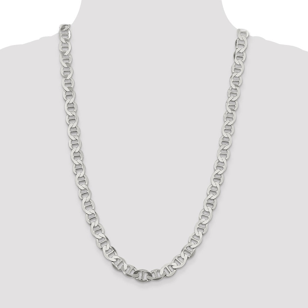 Sterling Silver 9.95mm Flat Anchor Chain 26 Inches