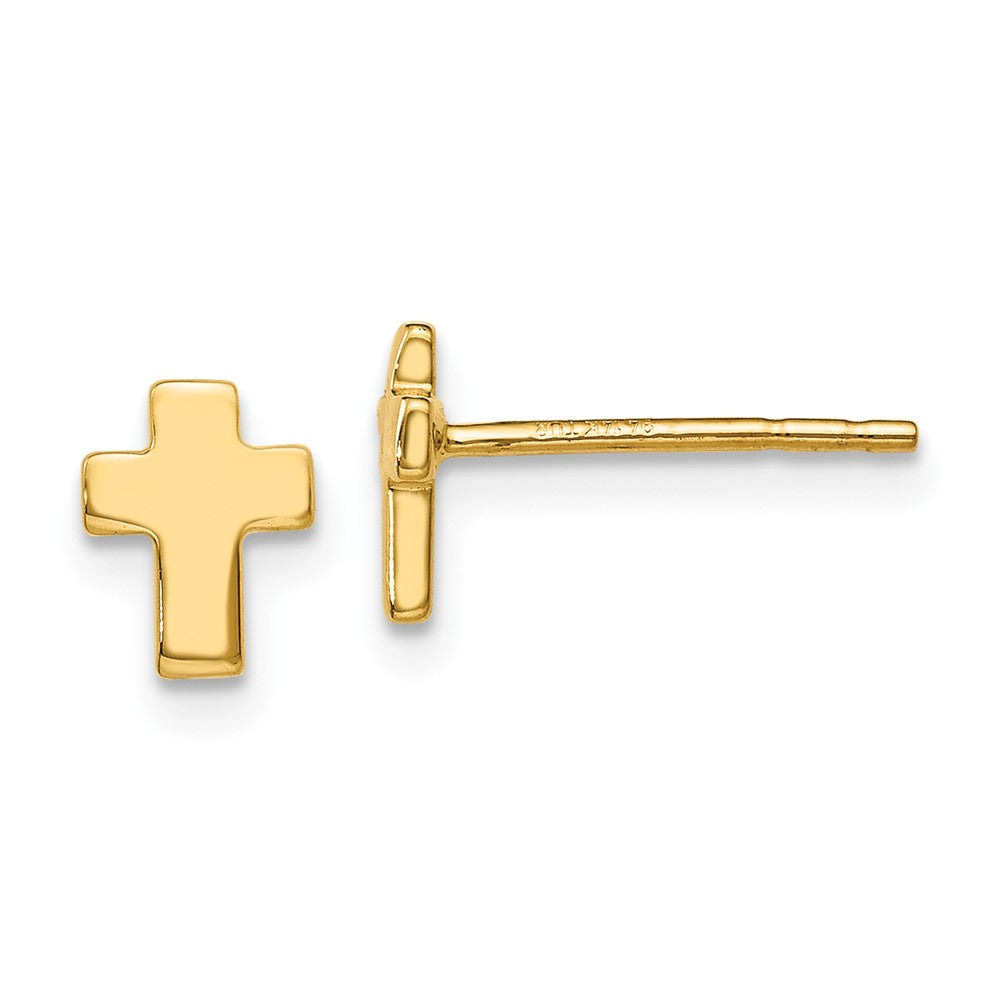10K Polished Cross Post Earrings