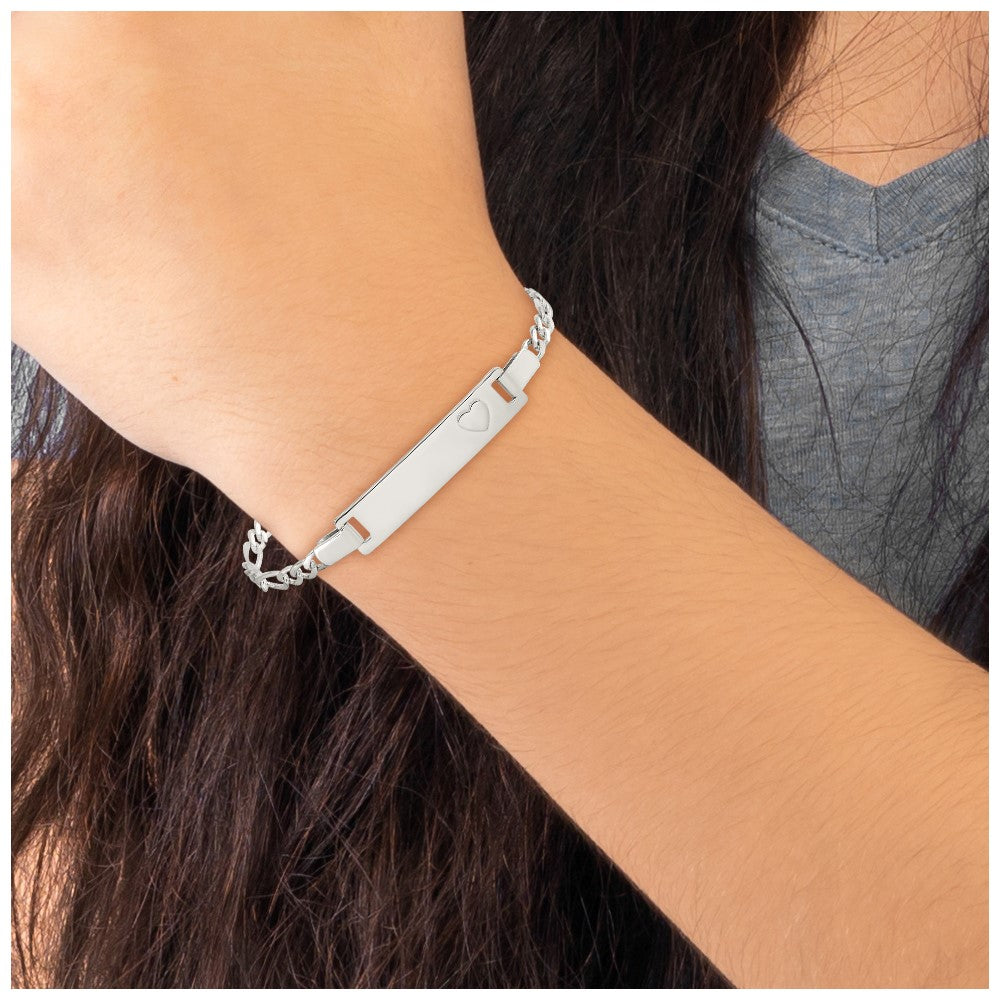 Sterling Silver Baby ID with Heart Bracelet 5.5 inches