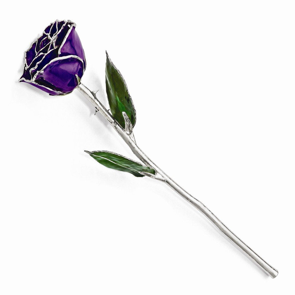 Lacquer Dipped Silver Trimmed Lilac Rose
