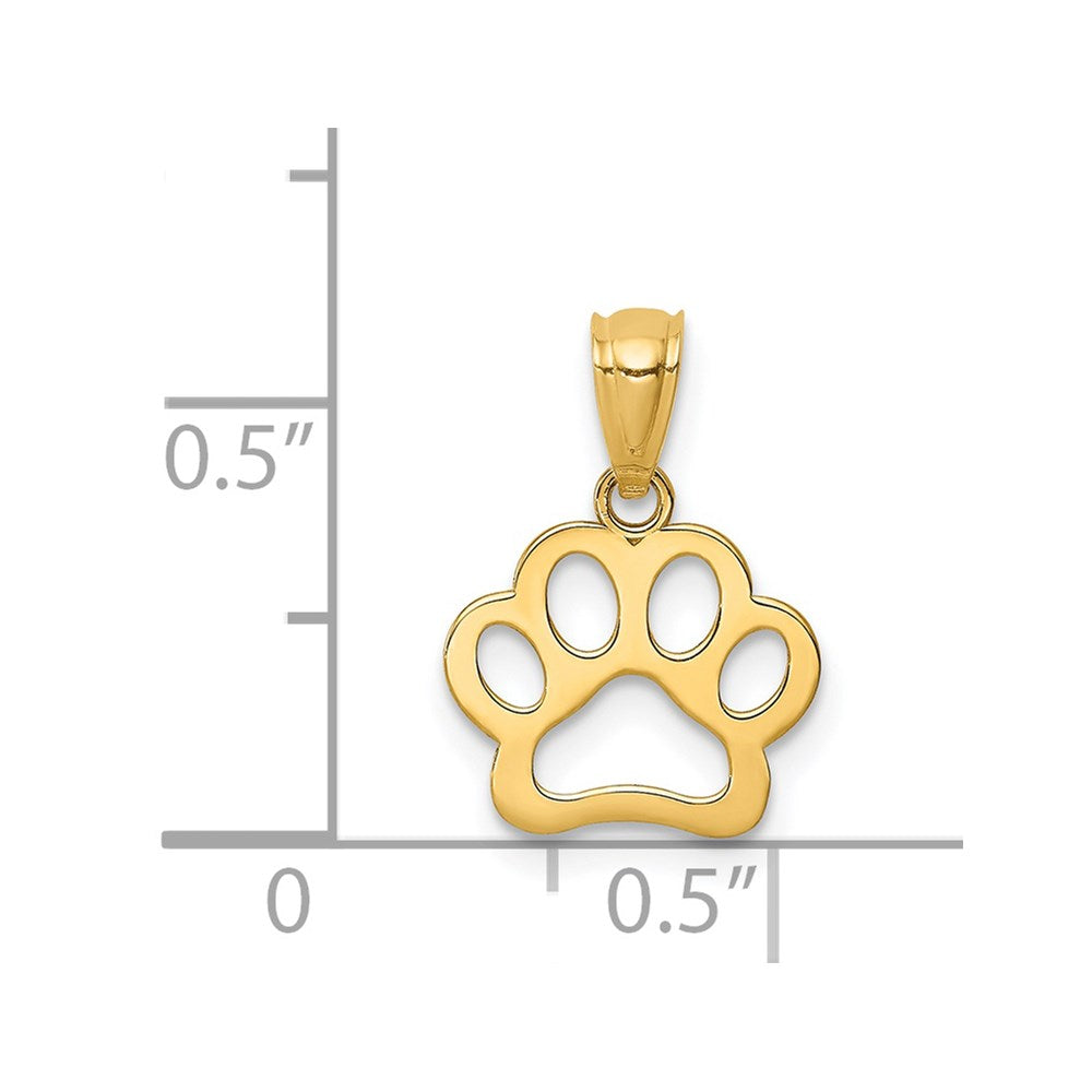 14K Dog Paw Pendant Yellow Gold