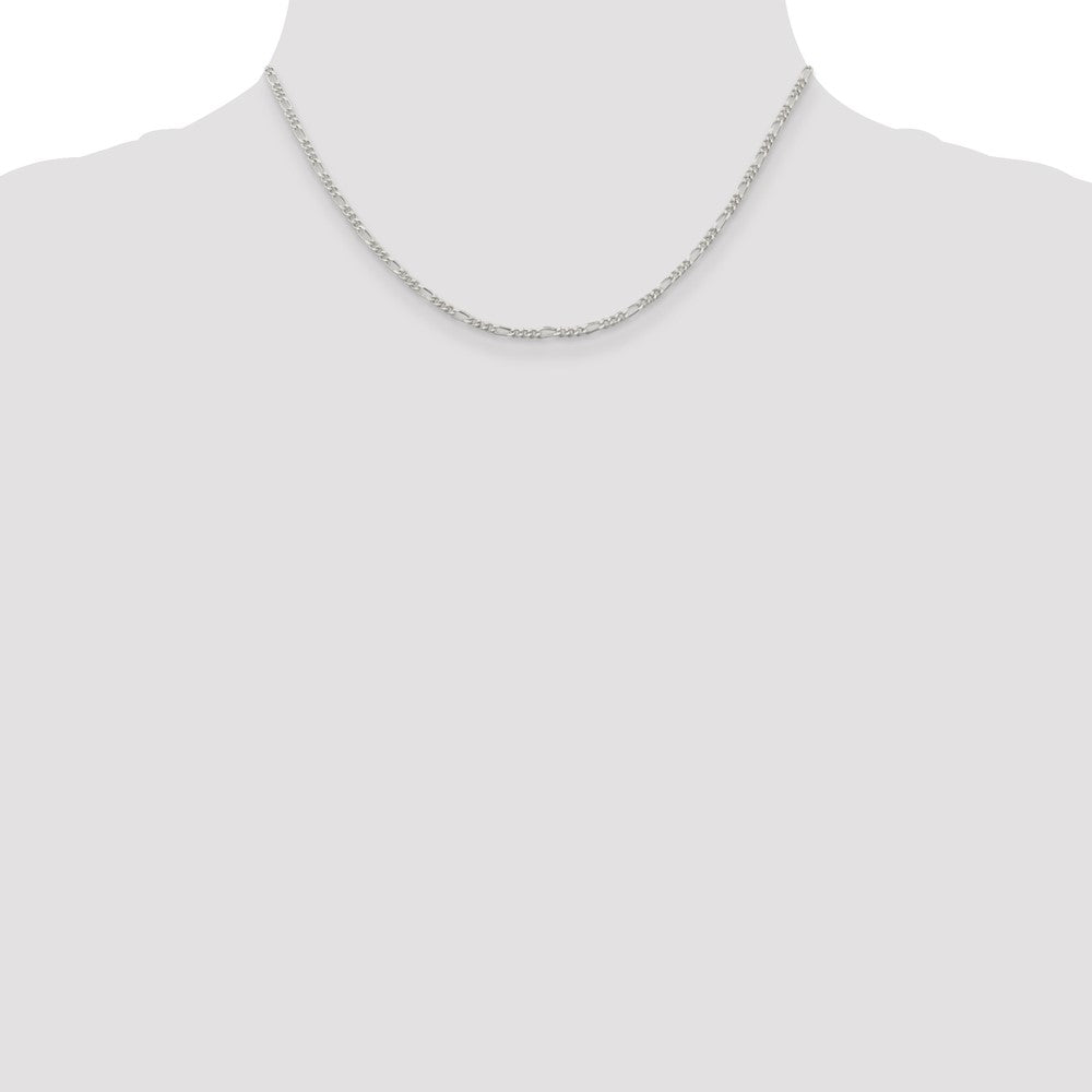 Sterling Silver Rhodium-plated 2.25mm Figaro Chain 16 Inches
