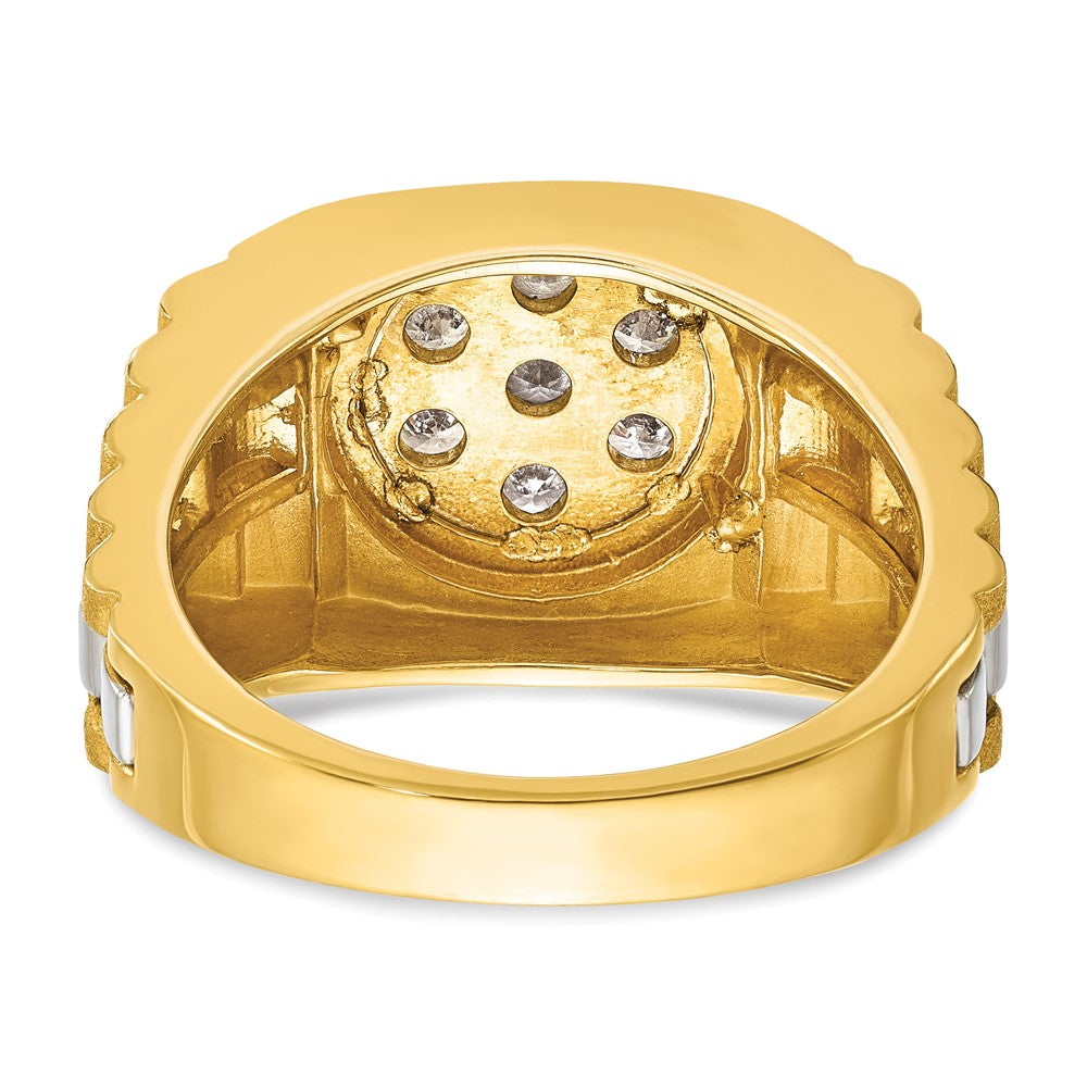 IBGoodman 14k Two-Tone 1/2 carat Lab Grown Diamond VS/SI+ G+ Complete Ribbed Men's Cluster Ring