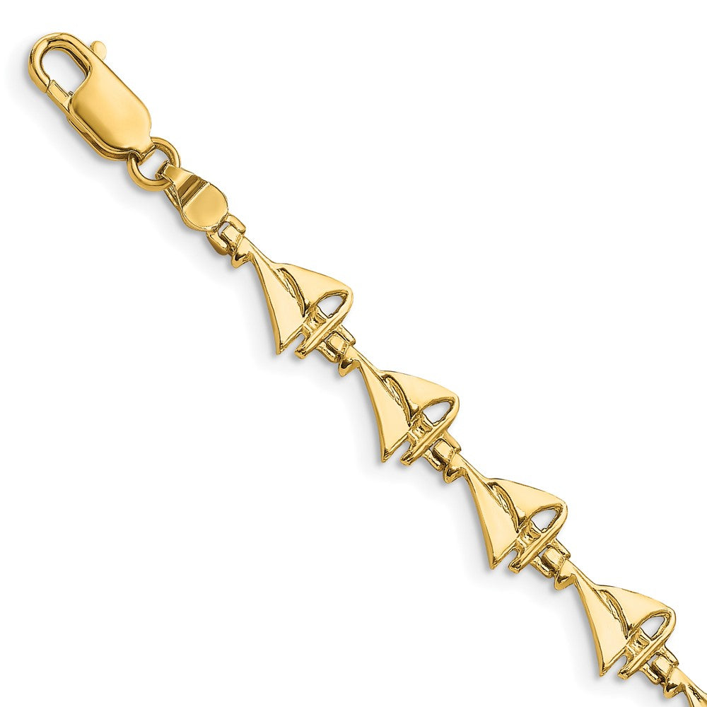 14k Sailboat Bracelet 7 inches