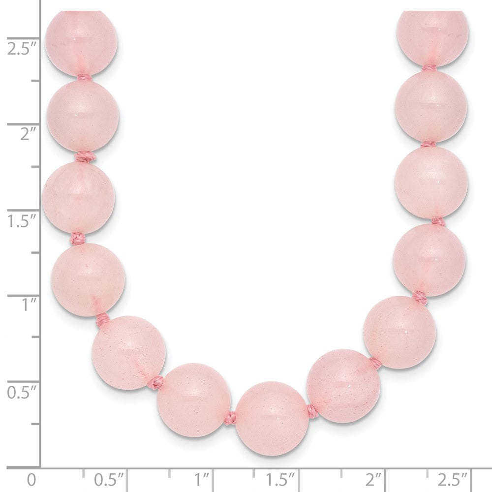10-10.5mm Smooth Beaded Rose Quartz Necklace w/Sterling S.RH Clasp 18 Inches