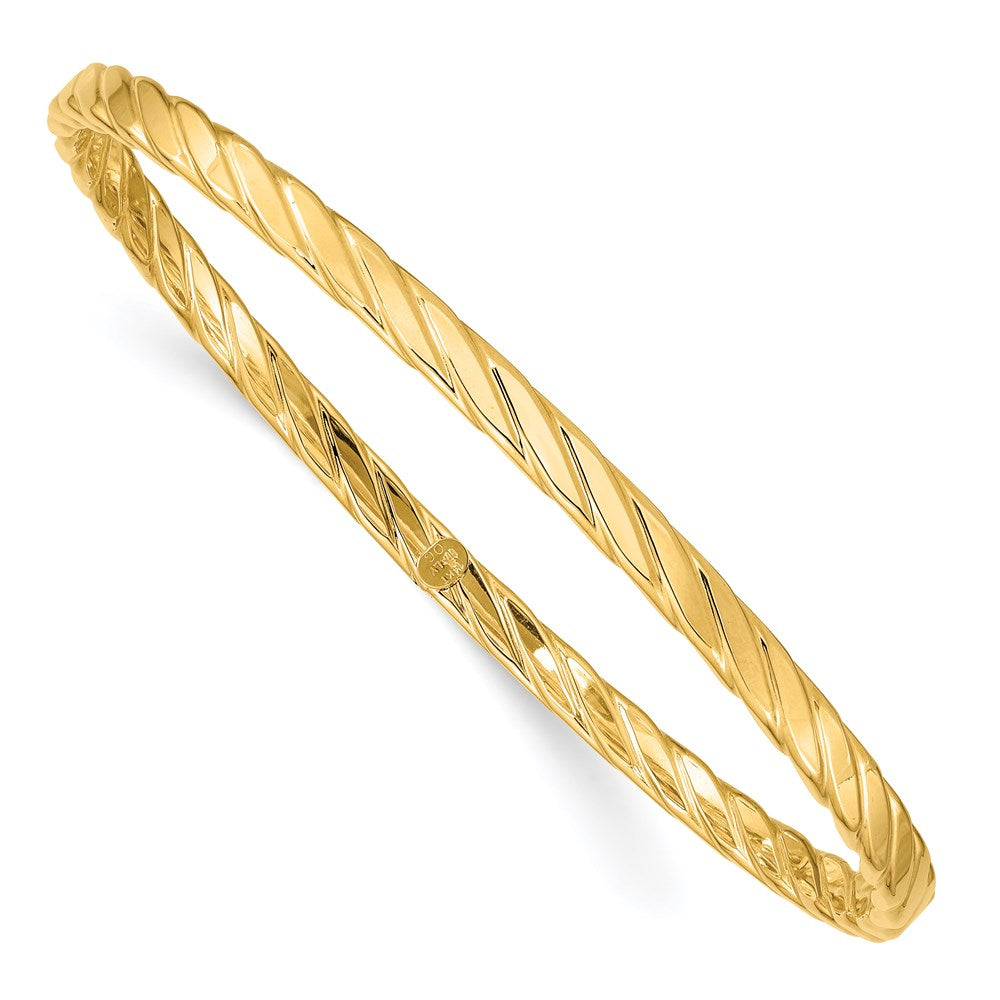 14K 4mm Textured Twist Slip-on Bangle 8.5 inches