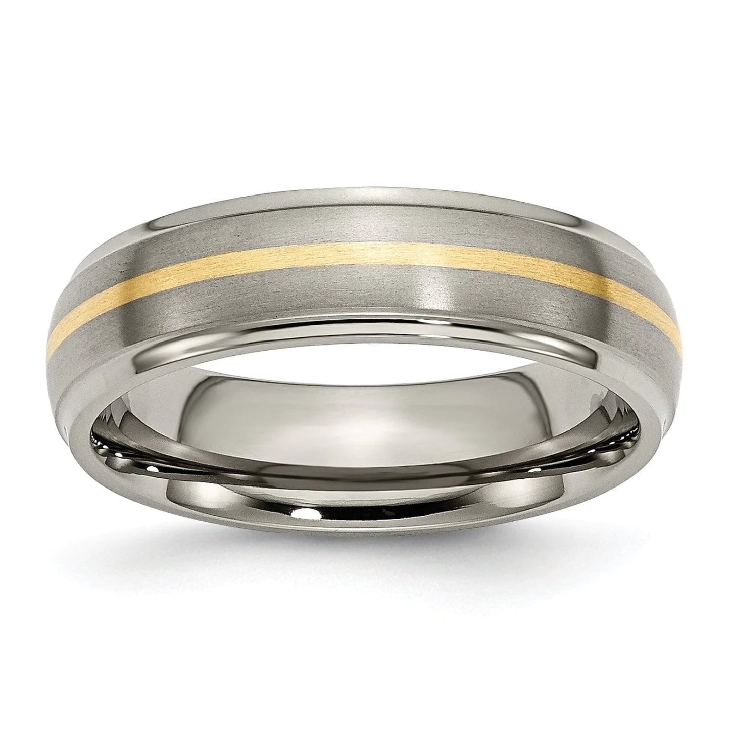 Titanium 14k Gold Inlay 6mm Brushed and Polished Band
