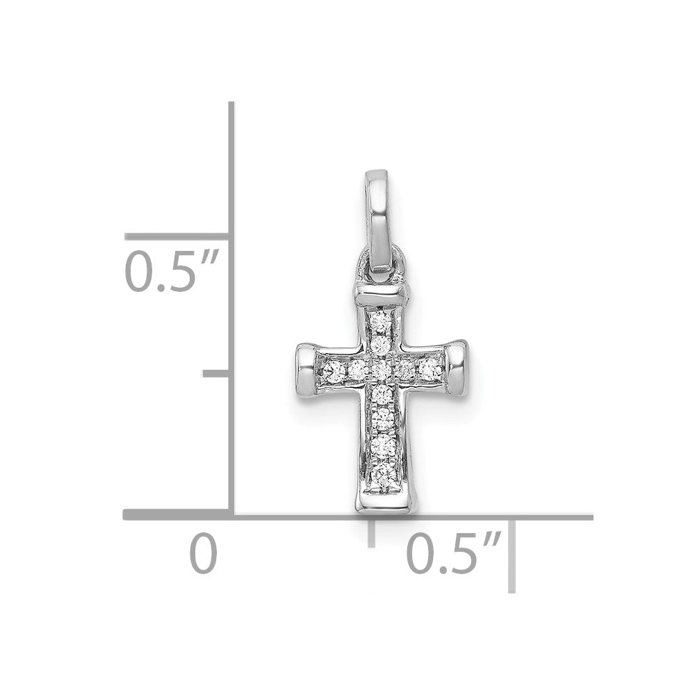 10K White Gold Small 1/20ct. Diamond Latin Cross Pendant