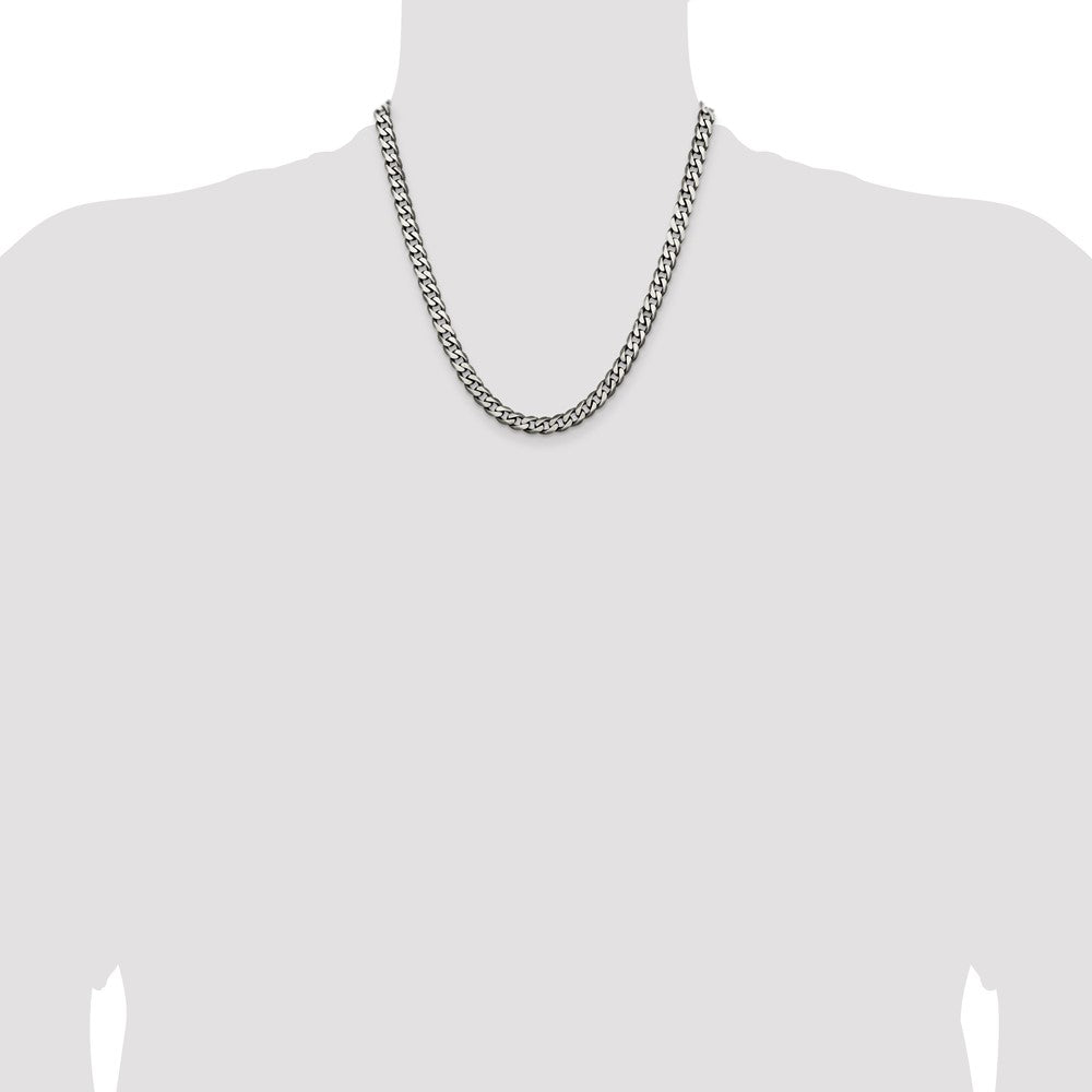 Sterling Silver Antiqued 6.5mm Curb Chain 20 Inches