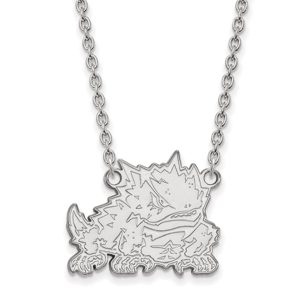 Sterling Silver Texas Christian U Large Pendant Necklace