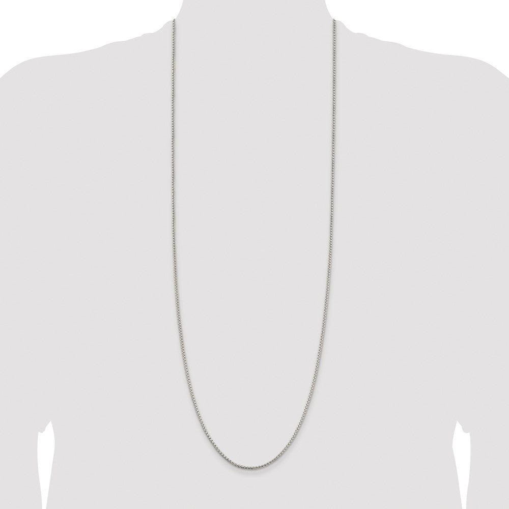 Sterling Silver Rhodium-plated 2mm Round Box Chain