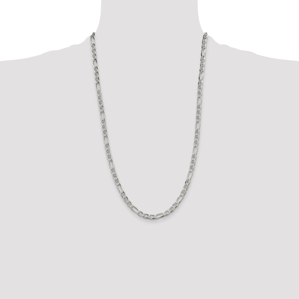 Sterling Silver 4.5mm Figaro Anchor Chain 26 Inches