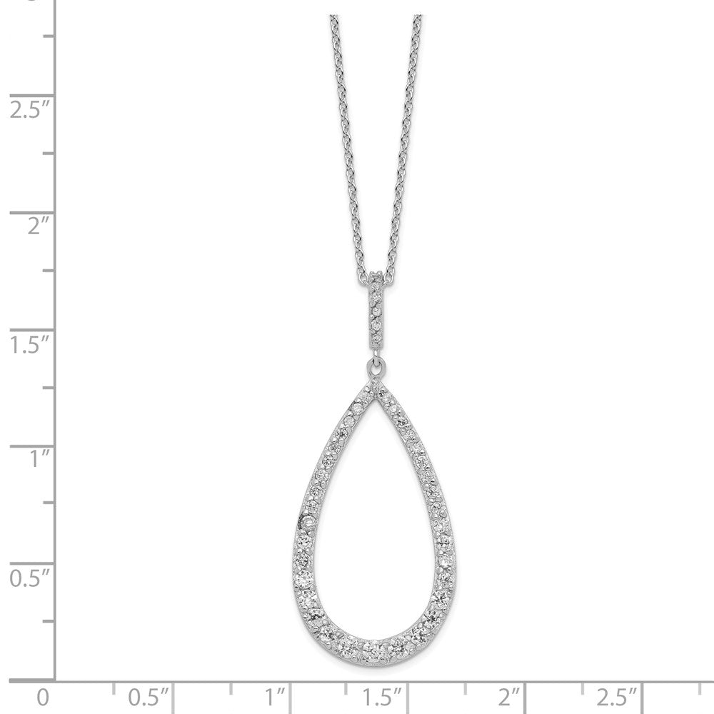 Cheryl M Sterling Silver Rhodium-plated Brilliant-cut CZ Open Pear Shape 18 Inch Necklace 18 Inches