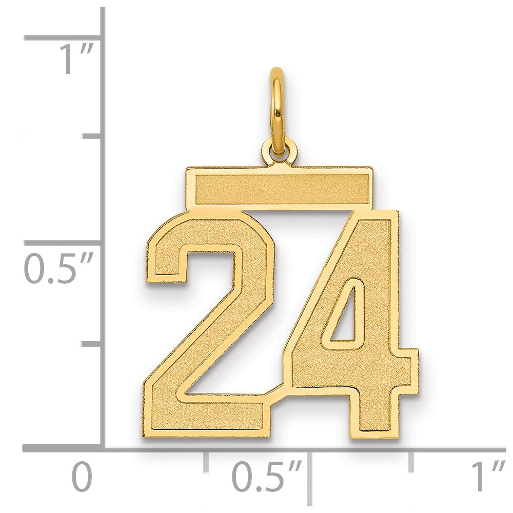 14k Medium Satin Number 24 Charm