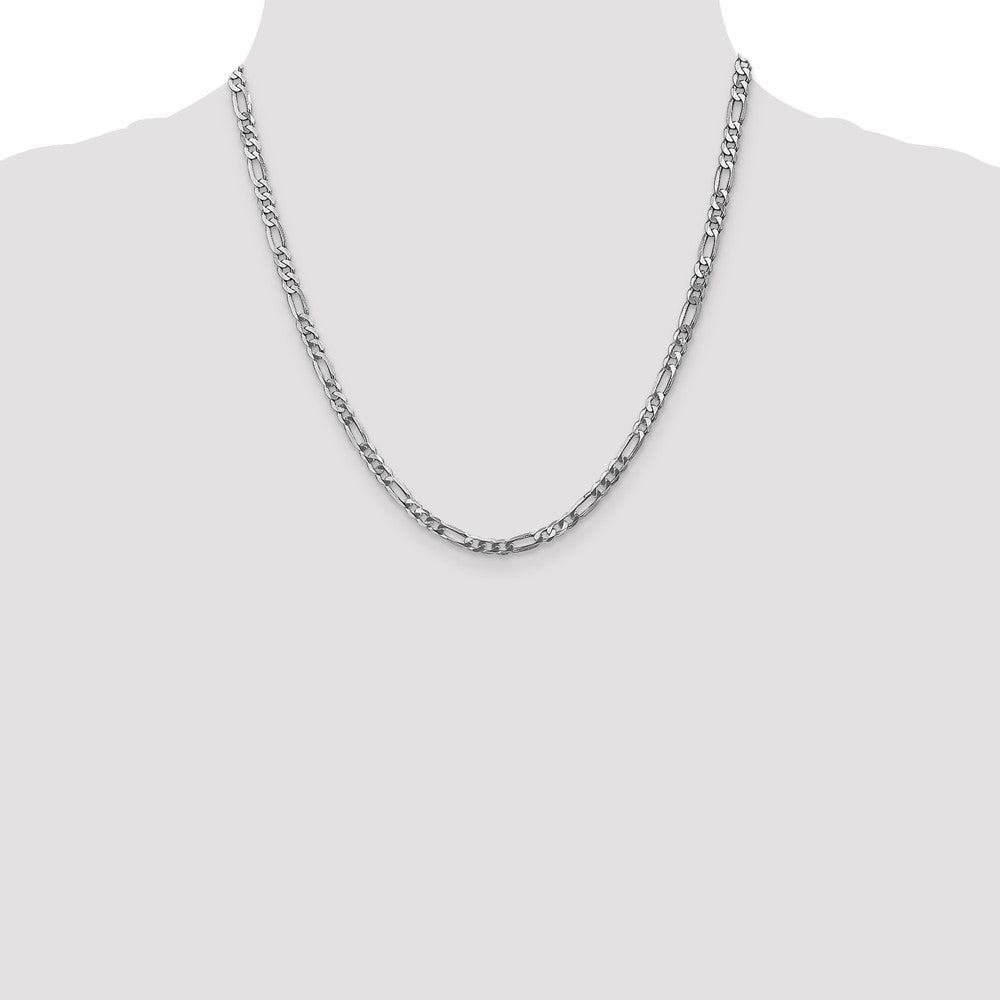 14K 4mm White Gold Flat Figaro Chain Lobster Clasp
