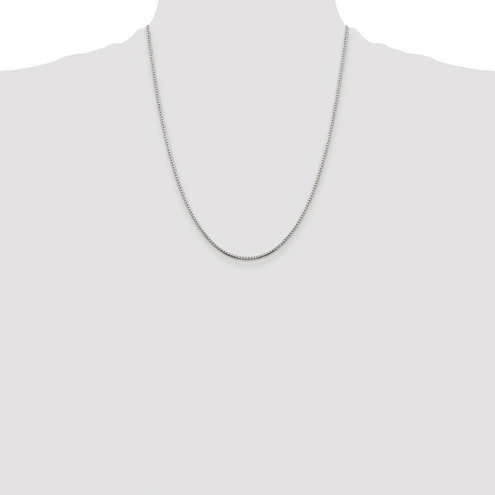 Sterling Silver Rhodium-plated 1.5mm 8 Sided Diamond-cut Box Chain