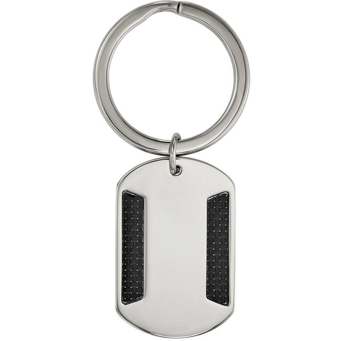 Stainless Steel Polished with Black Carbon Fiber Inlay Key Chain