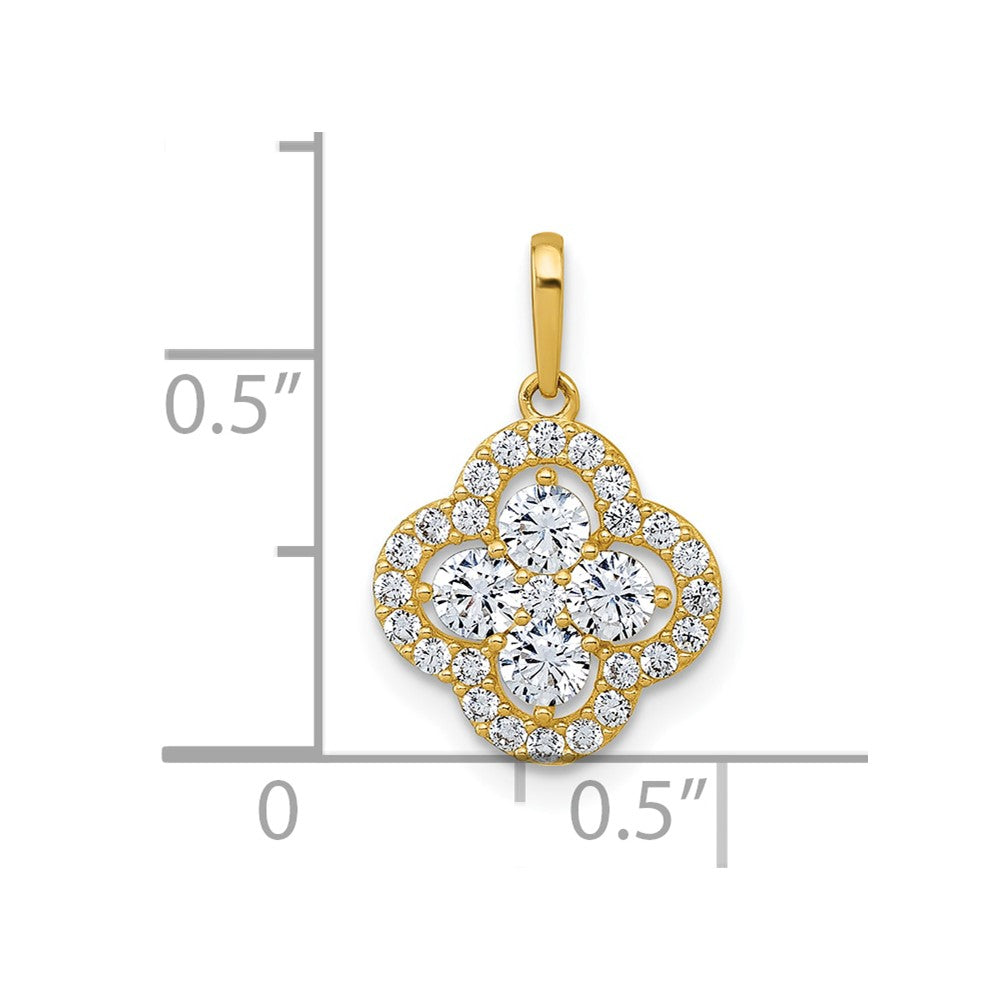 10k Polished Fancy CZ Flower Pendant