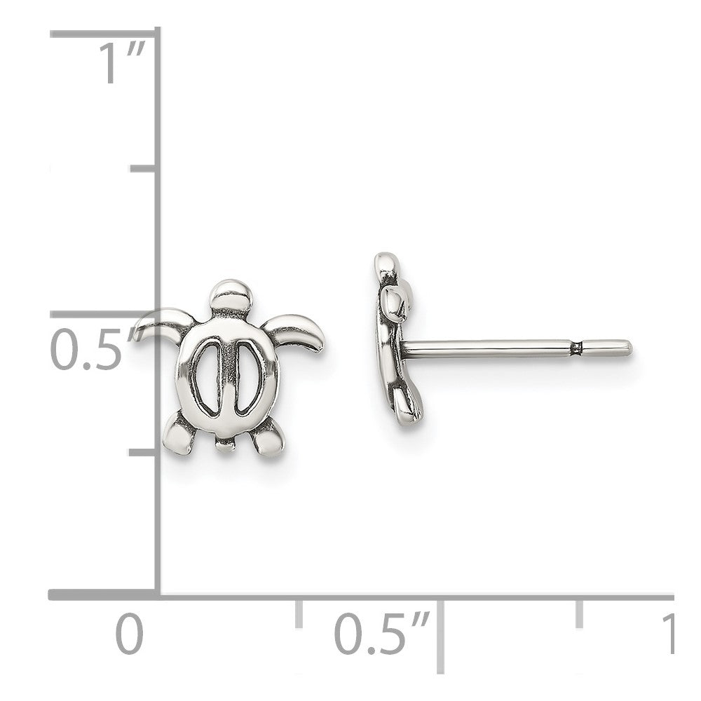 Sterling Silver Antiqued Turtle Post Earrings