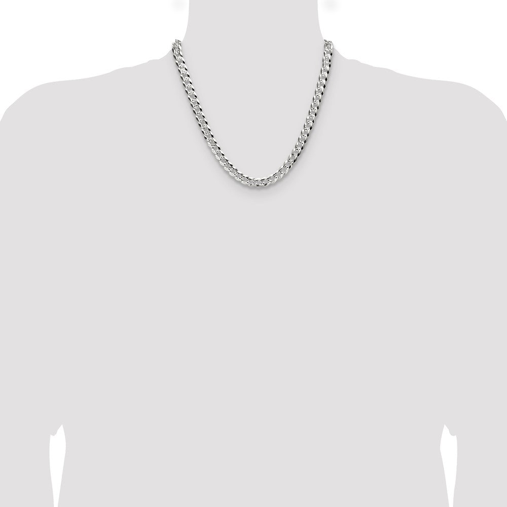 Sterling Silver 8.25mm Flat D/C Pave Curb Chain