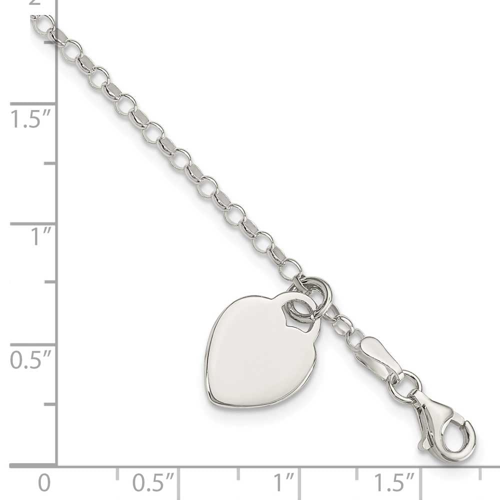 Sterling Silver Engraveable Heart 6 in Childs Bracelet 6 inches