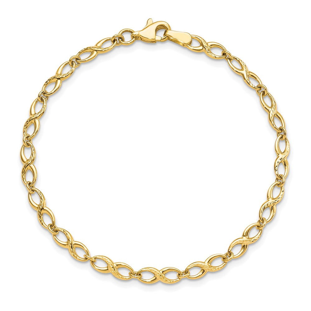 10K Polished and D/C Bracelet 7 inches
