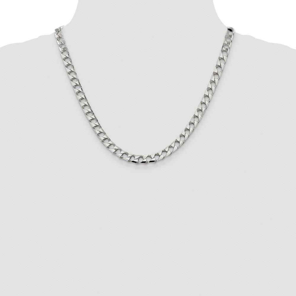 Sterling Silver Rhodium-plated 7.2mm D/C Square Curb Chain
