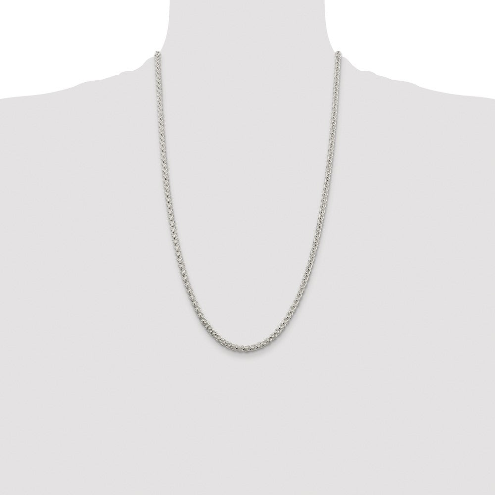 Sterling Silver Rhodium-plated 4mm Round Spiga Chain