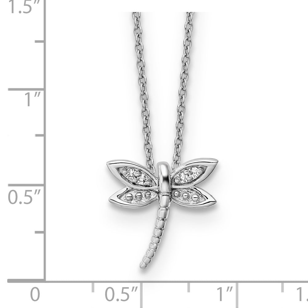 White Ice Sterling Silver Rhodium-plated 18 Inch Diamond Dragonfly Necklace with 2 Inch Extender 18 Inches