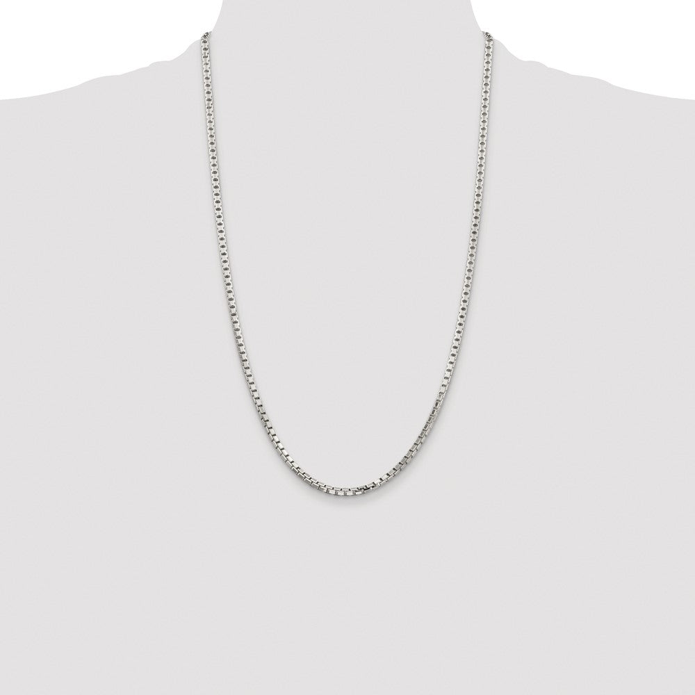 Sterling Silver Rhodium-plated 2.9mm 8 Sided Diamond-cut Box Chain