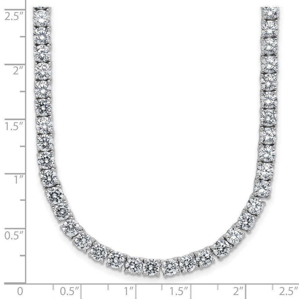 Cheryl M Sterling Silver Rhodium-plated Polished 4.00mm CZ with Safety Clasp Tennis Necklace