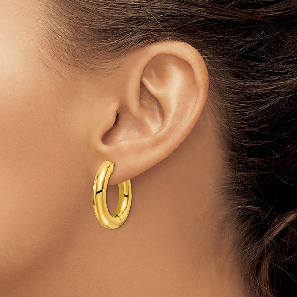 Stainless Steel Polished Yellow IP-plated 5mm Hinged Hoop Earrings
