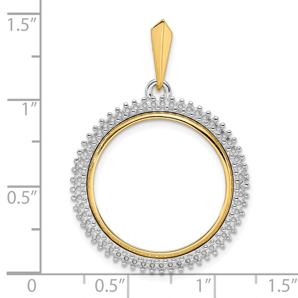 Wideband Distinguished Coin Jewelry 14k Two-tone Polished Diamond Circle 21.6mm Prong Coin Bezel Pendant Mounting