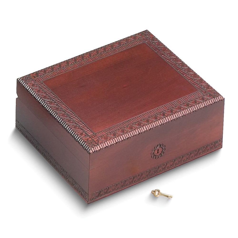 Handcrafted Solid Wood with Maple Finish Carved Hearts Locking Keepsake Box QGM16163