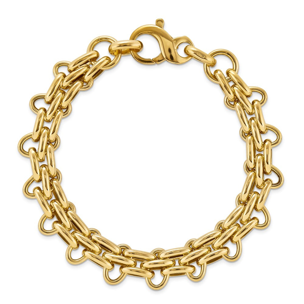 Sterling Silver Gold-tone Polished Fancy Link Bracelet