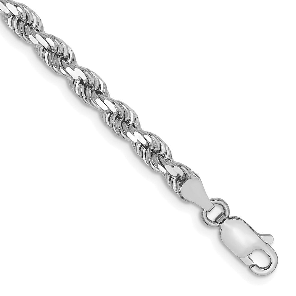 14K White Gold 7 inch 4mm Diamond-cut Rope with Lobster Clasp Chain 7 inches