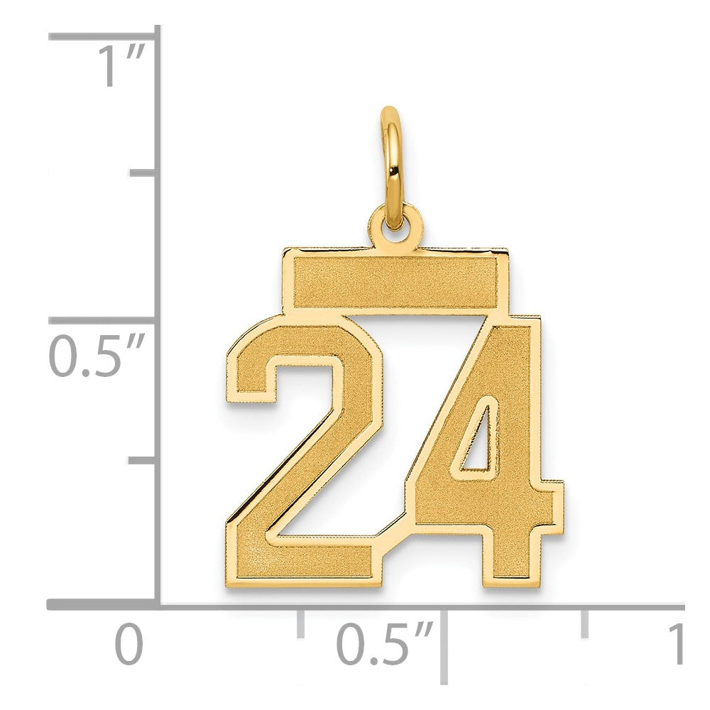 14k Small Satin Number 24 Charm