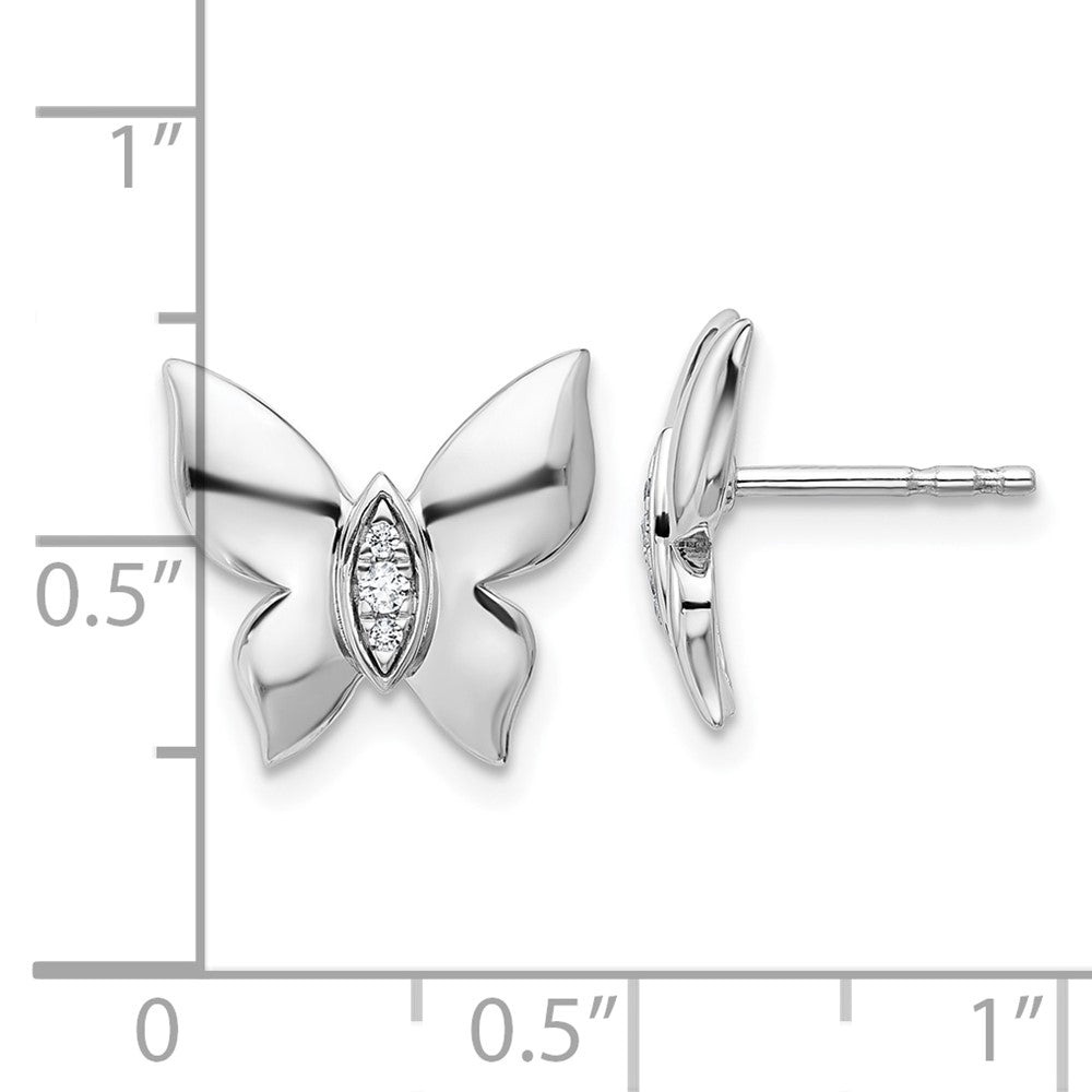 White Ice Sterling Silver Rhodium-plated Diamond Butterfly Post Earrings