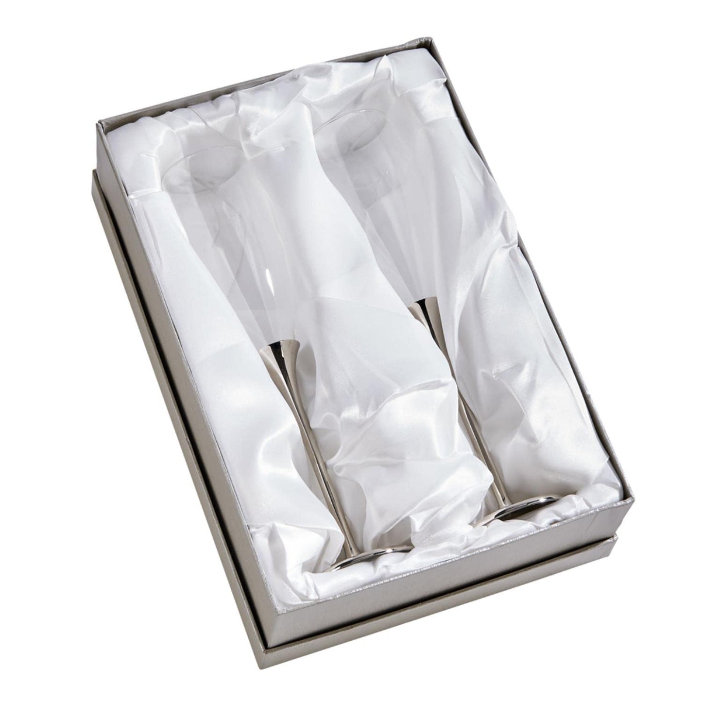CGI Boston Toasting Flutes, Set of 2, Nickel Plated 10.25" H.
