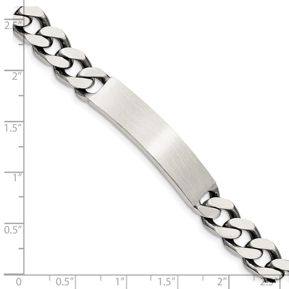 Sterling Silver 7inch Engraveable Antiqued Curb Link ID Bracelet 7 inches