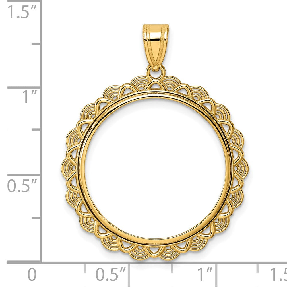 14k Polished Rainbow with 22.0mm Prong Coin Bezel Pendant
