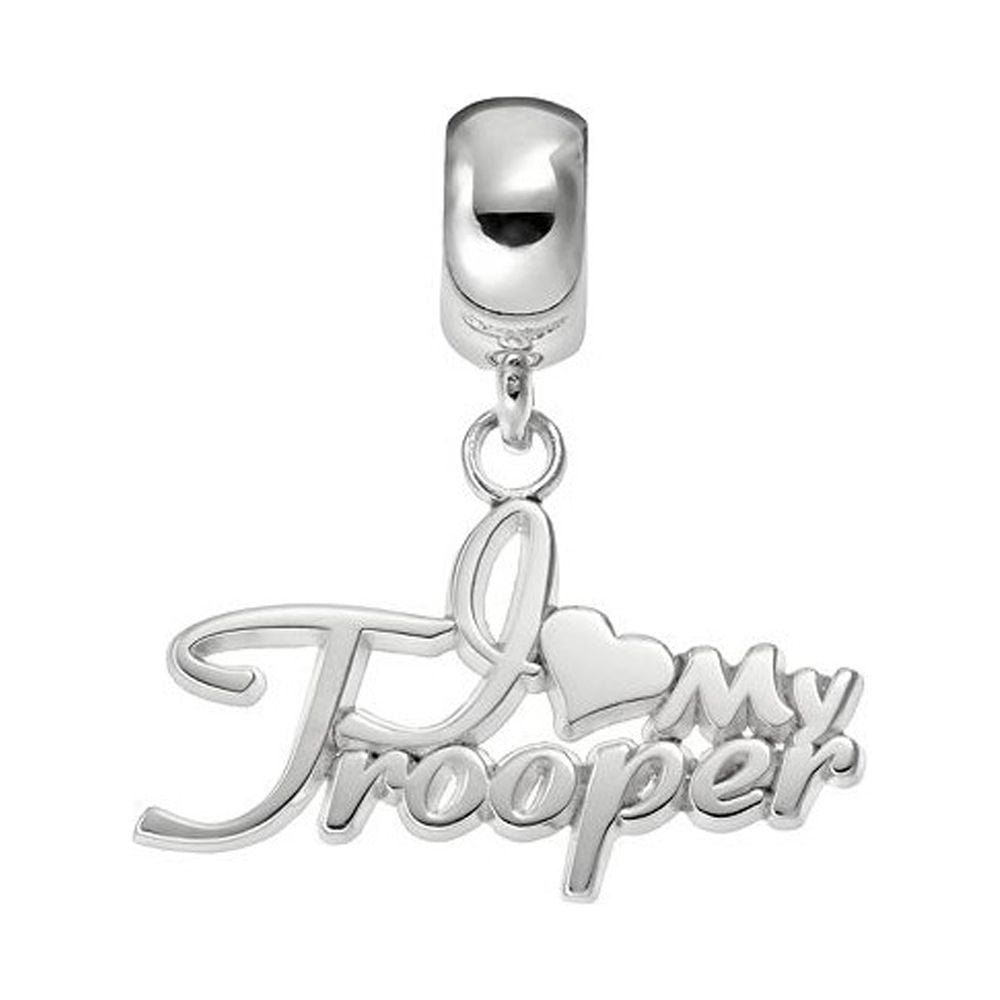 SS I LOVE MY TROOPER SCRIPT .6 x 1EUROPEAN STYLE BEAD BAIL