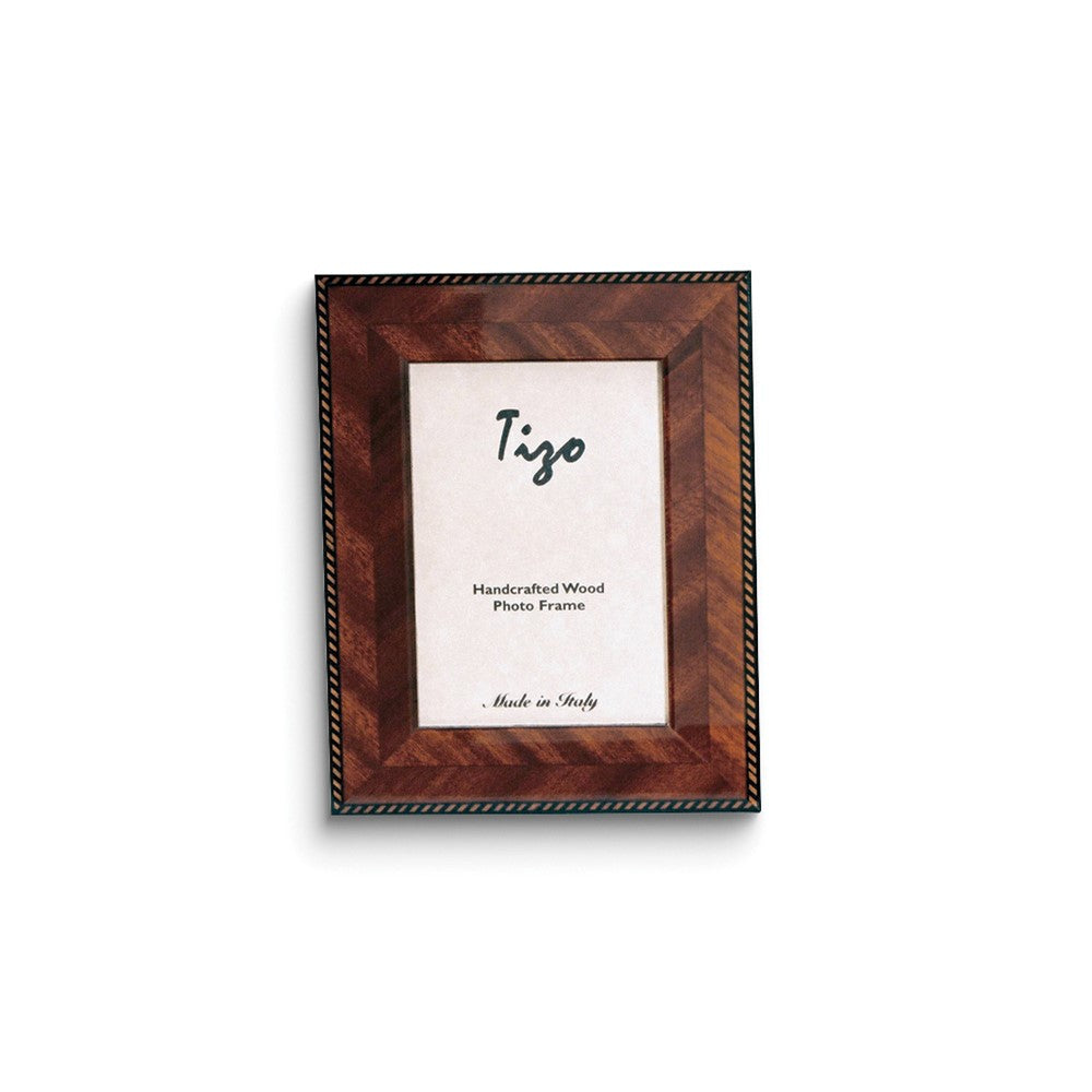 Handcrafted Wood Brown Marquetry 5x7 Photo Frame with Velvet Back