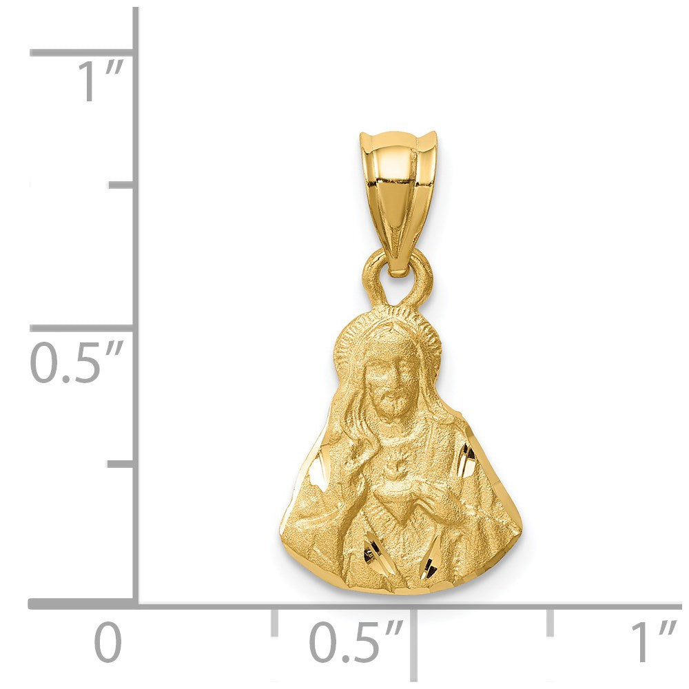 14K Brushed Diamond-Cut Jesus Pendant