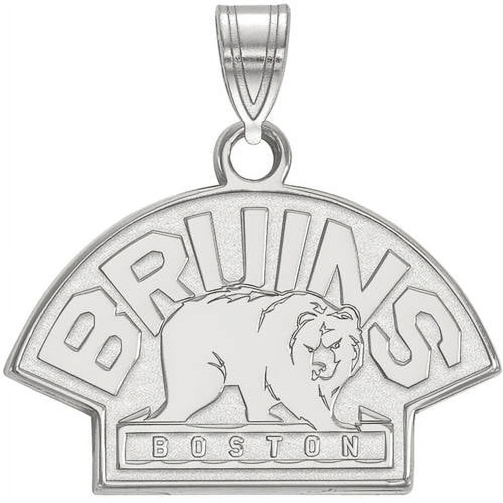 LogoArt Sterling Silver Rhodium-plated NHL Boston Bruins Small Pendant