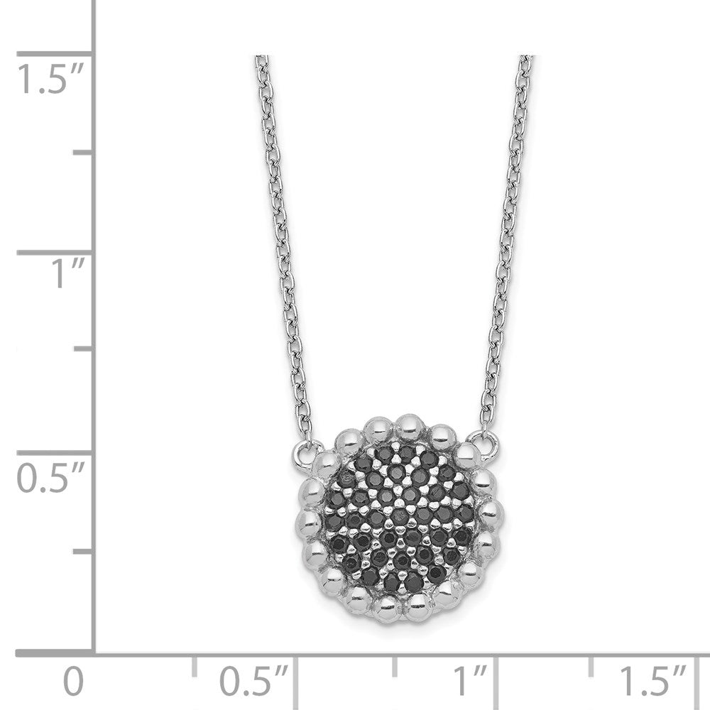 Sterling Silver Rhodium Plated Black CZ Necklace