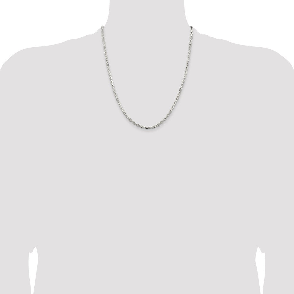 Sterling Silver 3.25mm Beveled Oval Cable Chain 22 Inches