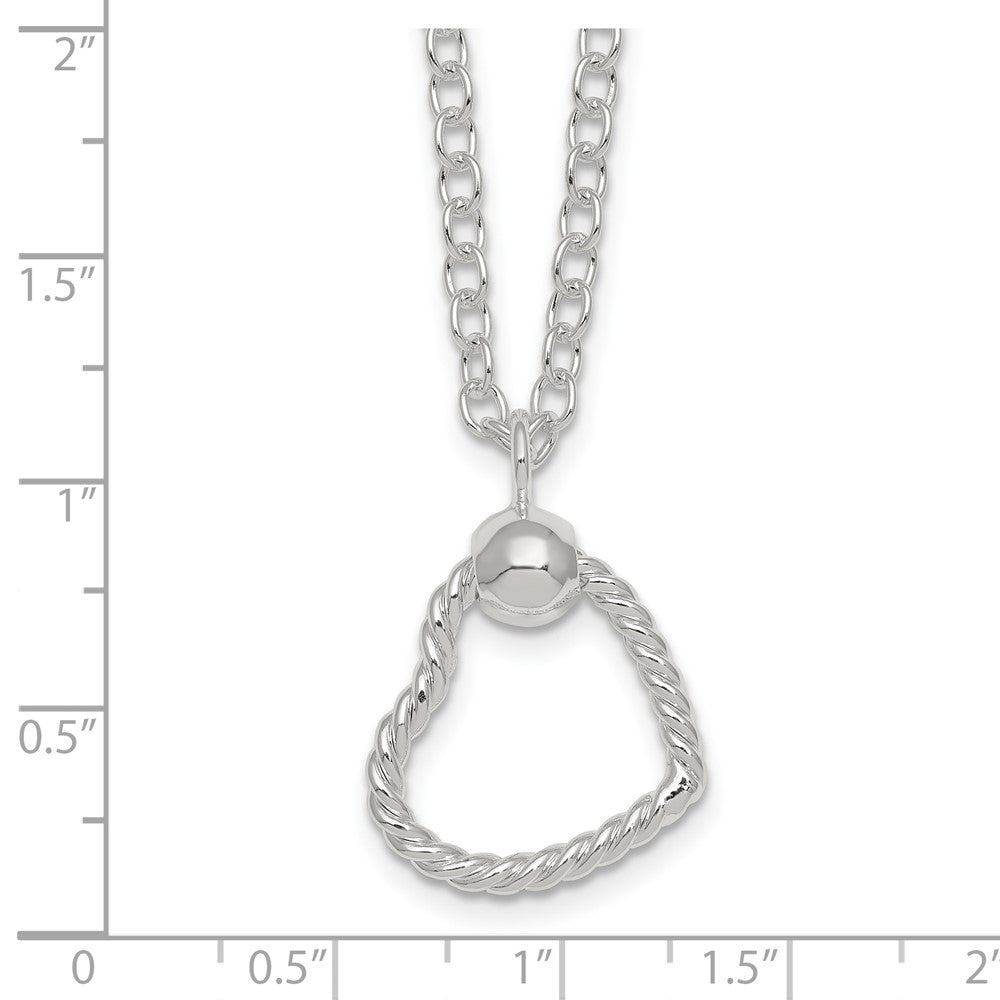 Sterling Silver Polished and Twisted Heart 18 Inch Cable Chain Necklace 18 Inches