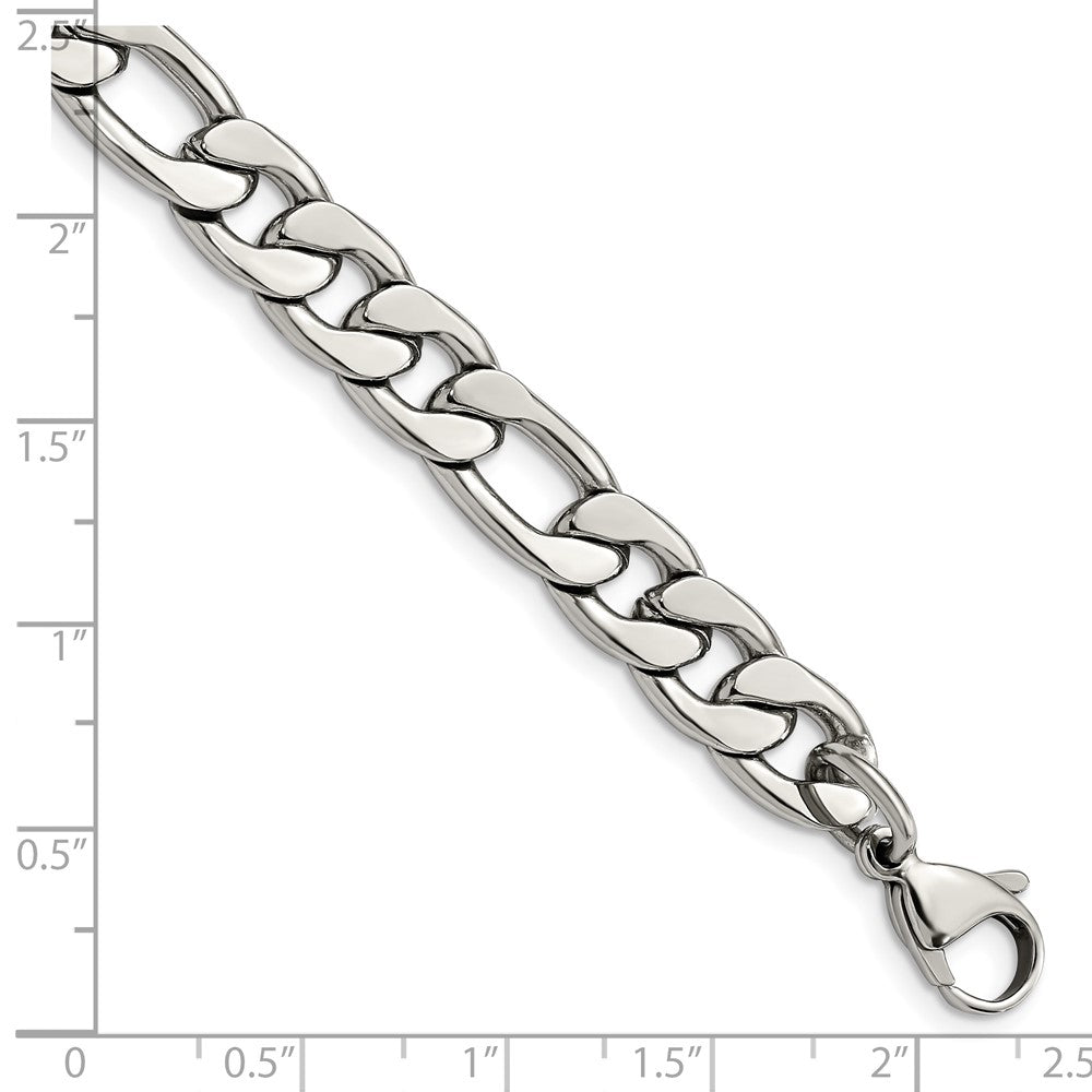 Stainless Steel Polished 8.75mm 9in Figaro Chain 9 inches